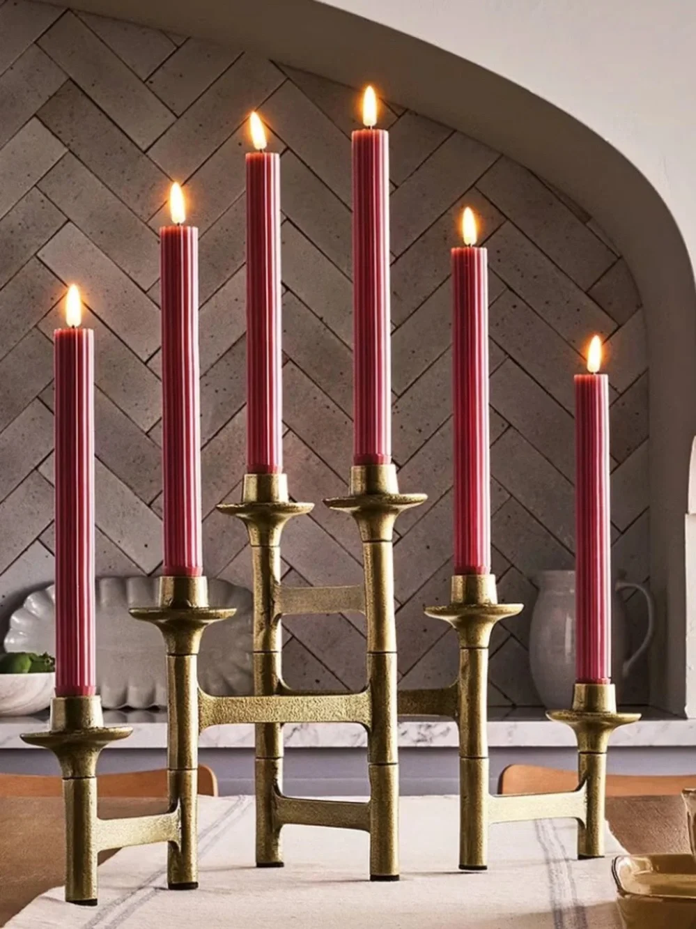 HEARTH & HAND NWT 6ct Taper Adjustable Brass Candelabra